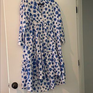 Zara blue & white poppy print dress